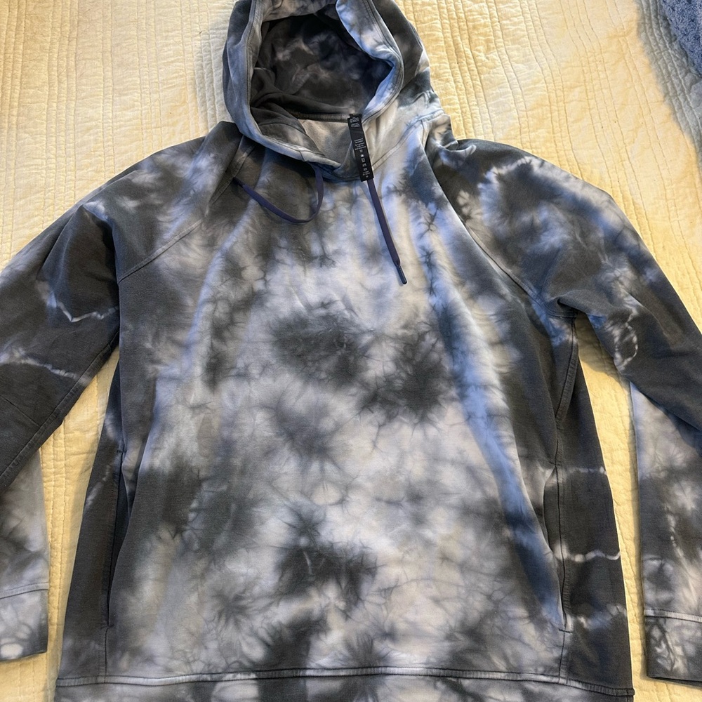 lululemon athletica City Sweat Men’s Tie-Dye Hooded Sweatshirt Black Gray Large